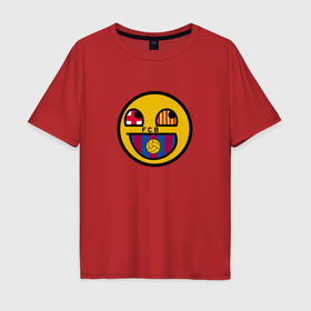 Мужская футболка хлопок Oversize с принтом Barcelona smile в Тюмени, 100% хлопок | свободный крой, круглый ворот, “спинка” длиннее передней части | 