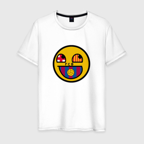 Мужская футболка хлопок с принтом Barcelona smile в Екатеринбурге, 100% хлопок | прямой крой, круглый вырез горловины, длина до линии бедер, слегка спущенное плечо. | 