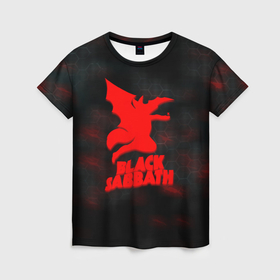 Женская футболка 3D с принтом Black Sabbath краски метал в Тюмени, 100% полиэфир ( синтетическое хлопкоподобное полотно) | прямой крой, круглый вырез горловины, длина до линии бедер | 