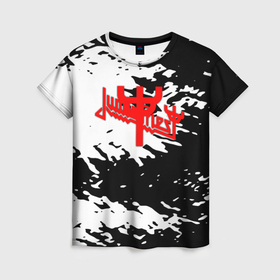 Женская футболка 3D с принтом Judas Priest rock fest краски в Белгороде, 100% полиэфир ( синтетическое хлопкоподобное полотно) | прямой крой, круглый вырез горловины, длина до линии бедер | 