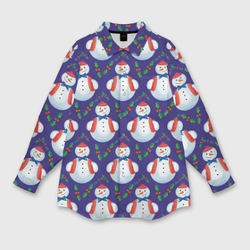 Мужская рубашка oversize 3D с принтом Милые снеговики    зимний узор в Екатеринбурге,  |  | Тематика изображения на принте: 