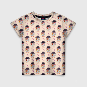 Детская футболка 3D с принтом Петушок и веточка ягод в Новосибирске, 100% гипоаллергенный полиэфир | прямой крой, круглый вырез горловины, длина до линии бедер, чуть спущенное плечо, ткань немного тянется | Тематика изображения на принте: 