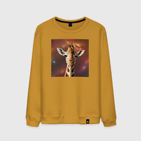 Мужской свитшот хлопок с принтом Космический жираф в Курске, 100% хлопок |  | Тематика изображения на принте: 