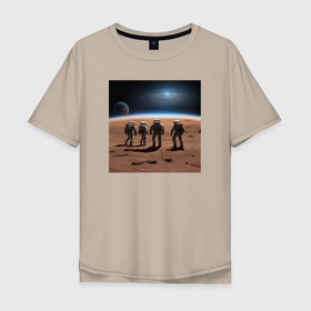 Мужская футболка хлопок Oversize с принтом На марсе в Тюмени, 100% хлопок | свободный крой, круглый ворот, “спинка” длиннее передней части | 