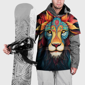 Накидка на куртку 3D с принтом Лев в стиле фолк арт в Кировске, 100% полиэстер |  | 