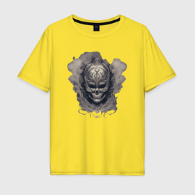 Мужская футболка хлопок Oversize с принтом Маска смерти в Санкт-Петербурге, 100% хлопок | свободный крой, круглый ворот, “спинка” длиннее передней части | 