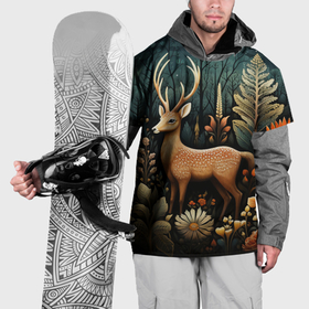 Накидка на куртку 3D с принтом Лесной олень в стиле фолк арт , 100% полиэстер |  | 
