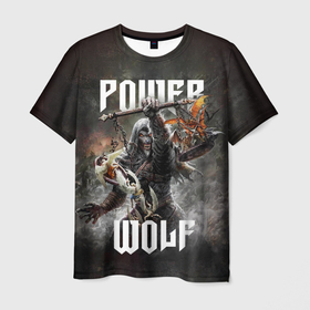 Мужская футболка 3D с принтом Powerwolf: werewolf в Курске, 100% полиэфир | прямой крой, круглый вырез горловины, длина до линии бедер | 