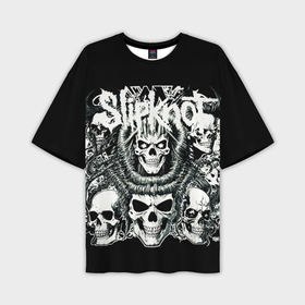Мужская футболка oversize 3D с принтом Slipknot и черепушки ,  |  | 