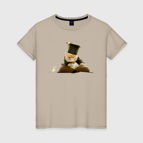 Женская футболка хлопок с принтом Кот учёный и мышки , 100% хлопок | прямой крой, круглый вырез горловины, длина до линии бедер, слегка спущенное плечо | 