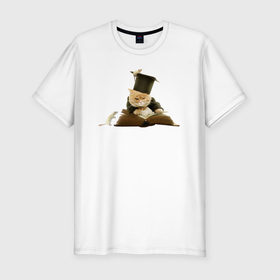 Мужская футболка хлопок Slim с принтом Кот учёный и мышки в Курске, 92% хлопок, 8% лайкра | приталенный силуэт, круглый вырез ворота, длина до линии бедра, короткий рукав | Тематика изображения на принте: 