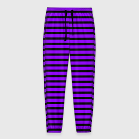 Мужские брюки 3D с принтом Фиолетовый в чёрную полоску , 100% полиэстер | манжеты по низу, эластичный пояс регулируется шнурком, по бокам два кармана без застежек, внутренняя часть кармана из мелкой сетки | 