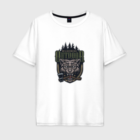 Мужская футболка хлопок Oversize с принтом Wilderness outdoor в Екатеринбурге, 100% хлопок | свободный крой, круглый ворот, “спинка” длиннее передней части | Тематика изображения на принте: 