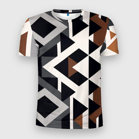 Мужская футболка 3D Slim с принтом Геометрия стиля в Петрозаводске, 100% полиэстер с улучшенными характеристиками | приталенный силуэт, круглая горловина, широкие плечи, сужается к линии бедра | 