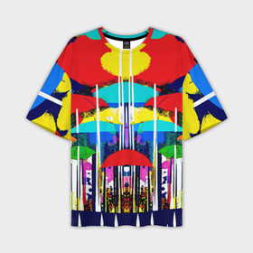 Мужская футболка oversize 3D с принтом Mirror pattern of umbrellas   pop art в Курске,  |  | 