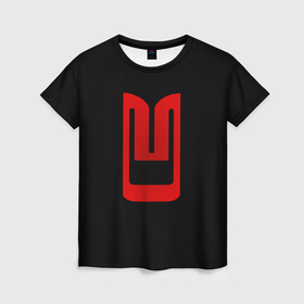 Женская футболка 3D с принтом Москвич лого авто в Белгороде, 100% полиэфир ( синтетическое хлопкоподобное полотно) | прямой крой, круглый вырез горловины, длина до линии бедер | 