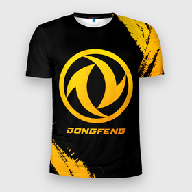 Мужская футболка 3D Slim с принтом Dongfeng   gold gradient в Ухте, 100% полиэстер с улучшенными характеристиками | приталенный силуэт, круглая горловина, широкие плечи, сужается к линии бедра | 