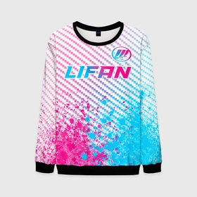 Мужской свитшот 3D с принтом Lifan neon gradient style: символ сверху в Екатеринбурге, 100% полиэстер с мягким внутренним слоем | круглый вырез горловины, мягкая резинка на манжетах и поясе, свободная посадка по фигуре | 