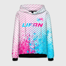 Мужская толстовка 3D с принтом Lifan neon gradient style: символ сверху в Екатеринбурге, 100% полиэстер | двухслойный капюшон со шнурком для регулировки, мягкие манжеты на рукавах и по низу толстовки, спереди карман-кенгуру с мягким внутренним слоем. | 