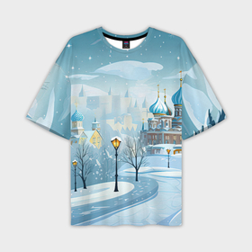Мужская футболка oversize 3D с принтом Новогодний город России в Екатеринбурге,  |  | 