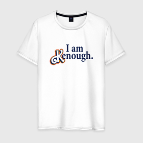 Мужская футболка хлопок с принтом I am kenough   барби в Белгороде, 100% хлопок | прямой крой, круглый вырез горловины, длина до линии бедер, слегка спущенное плечо. | Тематика изображения на принте: 