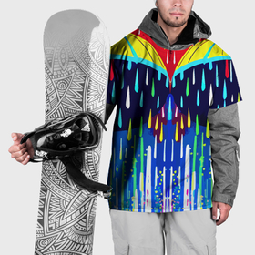 Накидка на куртку 3D с принтом Два зонтика под дождём   нейросеть , 100% полиэстер |  | 