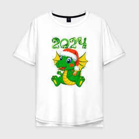 Мужская футболка хлопок Oversize с принтом Дракончик   20204 , 100% хлопок | свободный крой, круглый ворот, “спинка” длиннее передней части | Тематика изображения на принте: 