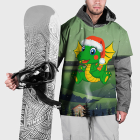 Накидка на куртку 3D с принтом Зеленый дракончик 2024 в Санкт-Петербурге, 100% полиэстер |  | 