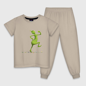 Детская пижама хлопок с принтом Веселый Гринч похититель Рождества , 100% хлопок |  брюки и футболка прямого кроя, без карманов, на брюках мягкая резинка на поясе и по низу штанин
 | 