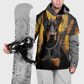 Накидка на куртку 3D с принтом Доберман на фоне граффити в Петрозаводске, 100% полиэстер |  | Тематика изображения на принте: 