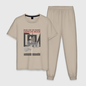 Мужская пижама хлопок с принтом Depeche Mode   Music For The Masses Bongs в Кировске, 100% хлопок | брюки и футболка прямого кроя, без карманов, на брюках мягкая резинка на поясе и по низу штанин
 | Тематика изображения на принте: 