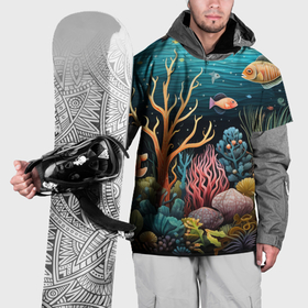Накидка на куртку 3D с принтом Морское дно в стиле фолк арт в Петрозаводске, 100% полиэстер |  | 