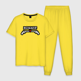 Мужская пижама хлопок с принтом Клайд и Бонни парная в Тюмени, 100% хлопок | брюки и футболка прямого кроя, без карманов, на брюках мягкая резинка на поясе и по низу штанин
 | 