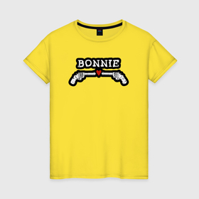Женская футболка хлопок с принтом Клайд и Бонни парная в Тюмени, 100% хлопок | прямой крой, круглый вырез горловины, длина до линии бедер, слегка спущенное плечо | 