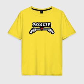 Мужская футболка хлопок Oversize с принтом Клайд и Бонни парная в Тюмени, 100% хлопок | свободный крой, круглый ворот, “спинка” длиннее передней части | 