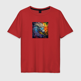 Мужская футболка хлопок Oversize с принтом Водяной дракон в Курске, 100% хлопок | свободный крой, круглый ворот, “спинка” длиннее передней части | 