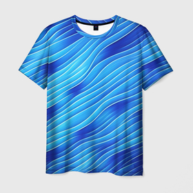 Мужская футболка 3D с принтом Речные волны в Кировске, 100% полиэфир | прямой крой, круглый вырез горловины, длина до линии бедер | 