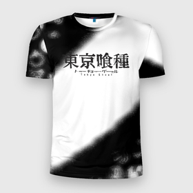 Мужская футболка 3D Slim с принтом Tokyo Ghoul аниме логотипы в Рязани, 100% полиэстер с улучшенными характеристиками | приталенный силуэт, круглая горловина, широкие плечи, сужается к линии бедра | Тематика изображения на принте: 