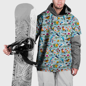 Накидка на куртку 3D с принтом Вязаные птички паттерн в Тюмени, 100% полиэстер |  | 