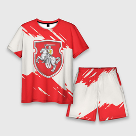 Мужской костюм с шортами 3D с принтом Belarus герб краски ,  |  | Тематика изображения на принте: 