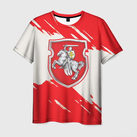 Мужская футболка 3D с принтом Belarus герб краски в Петрозаводске, 100% полиэфир | прямой крой, круглый вырез горловины, длина до линии бедер | Тематика изображения на принте: 
