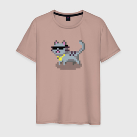 Мужская футболка хлопок с принтом Cool cat в Курске, 100% хлопок | прямой крой, круглый вырез горловины, длина до линии бедер, слегка спущенное плечо. | Тематика изображения на принте: 