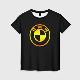 Женская футболка 3D с принтом Bmw sport gradient в Курске, 100% полиэфир ( синтетическое хлопкоподобное полотно) | прямой крой, круглый вырез горловины, длина до линии бедер | 