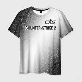 Мужская футболка 3D с принтом Counter Strike 2 glitch на светлом фоне: символ сверху в Екатеринбурге, 100% полиэфир | прямой крой, круглый вырез горловины, длина до линии бедер | 