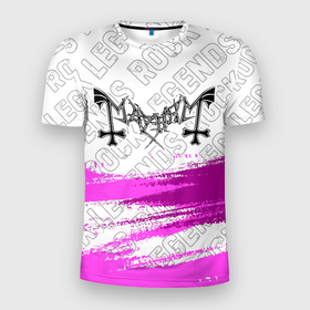 Мужская футболка 3D Slim с принтом Mayhem rock legends: символ сверху в Екатеринбурге, 100% полиэстер с улучшенными характеристиками | приталенный силуэт, круглая горловина, широкие плечи, сужается к линии бедра | 