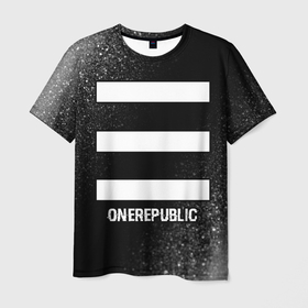 Мужская футболка 3D с принтом OneRepublic glitch на темном фоне , 100% полиэфир | прямой крой, круглый вырез горловины, длина до линии бедер | 