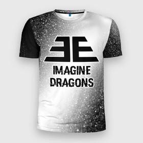 Мужская футболка 3D Slim с принтом Imagine Dragons glitch на светлом фоне в Кировске, 100% полиэстер с улучшенными характеристиками | приталенный силуэт, круглая горловина, широкие плечи, сужается к линии бедра | 