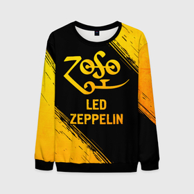 Мужской свитшот 3D с принтом Led Zeppelin   gold gradient в Кировске, 100% полиэстер с мягким внутренним слоем | круглый вырез горловины, мягкая резинка на манжетах и поясе, свободная посадка по фигуре | 