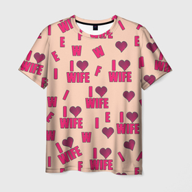 Мужская футболка 3D с принтом Я люблю свою жену в Курске, 100% полиэфир | прямой крой, круглый вырез горловины, длина до линии бедер | 