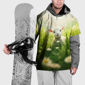 Накидка на куртку 3D с принтом Овечка в траве в Курске, 100% полиэстер |  | 